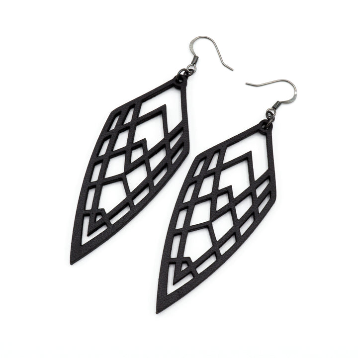 Arrowhead 01 [L] // Leather Earrings - Black - LIGHT RAZOR DESIGN STUDIO