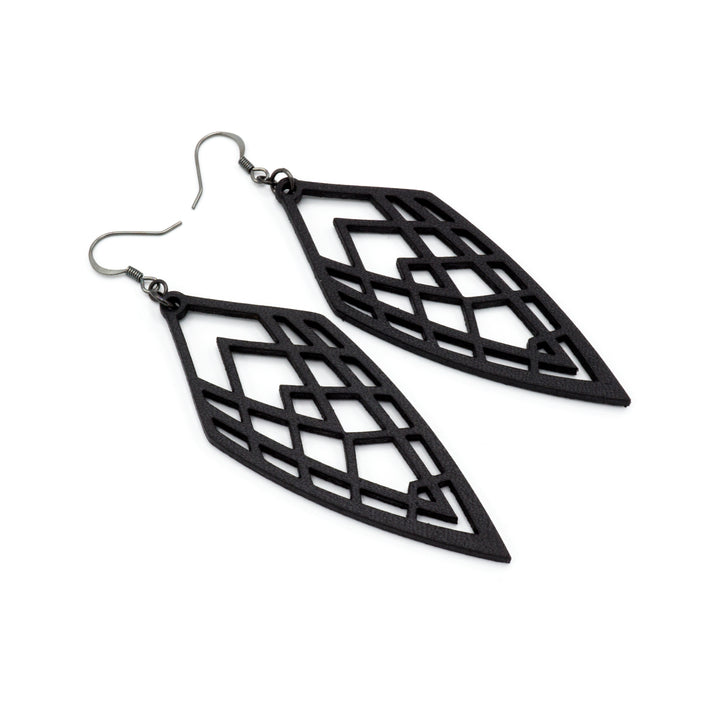 Arrowhead 01 [L] // Leather Earrings - Black - LIGHT RAZOR DESIGN STUDIO