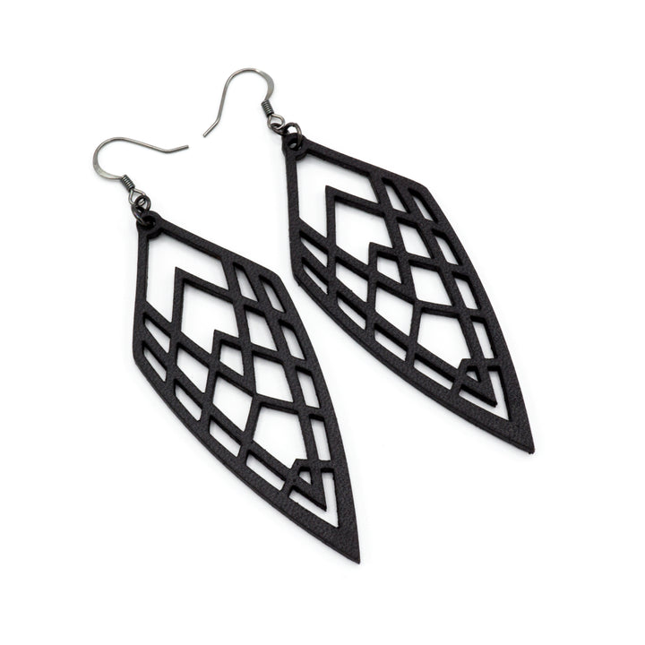 Arrowhead 01 [L] // Leather Earrings - Black - LIGHT RAZOR DESIGN STUDIO