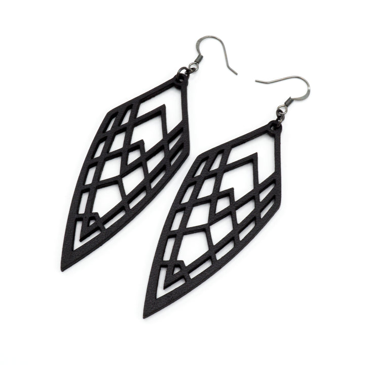 Arrowhead 01 [L] // Leather Earrings - Black - LIGHT RAZOR DESIGN STUDIO