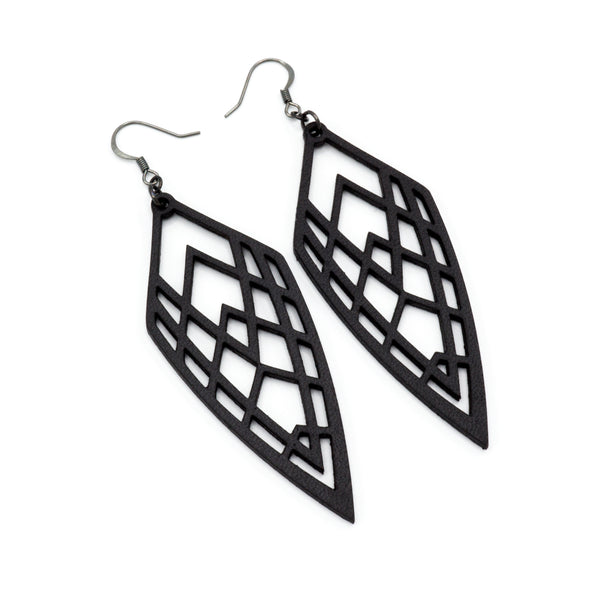 Arrowhead 01 [L] // Leather Earrings - Black - LIGHT RAZOR DESIGN STUDIO