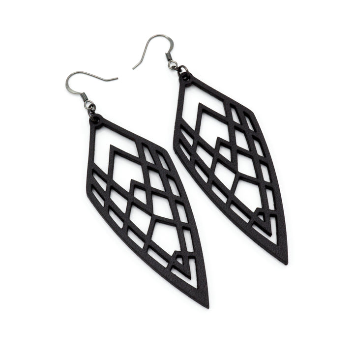 Arrowhead 01 [L] // Leather Earrings - Black - LIGHT RAZOR DESIGN STUDIO