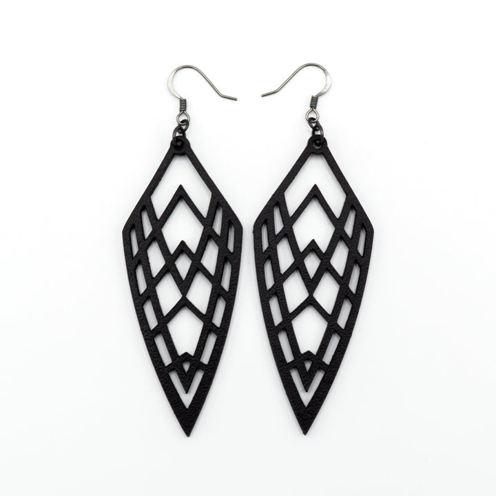 Arrowhead 01 [L] // Leather Earrings - Black - LIGHT RAZOR DESIGN STUDIO