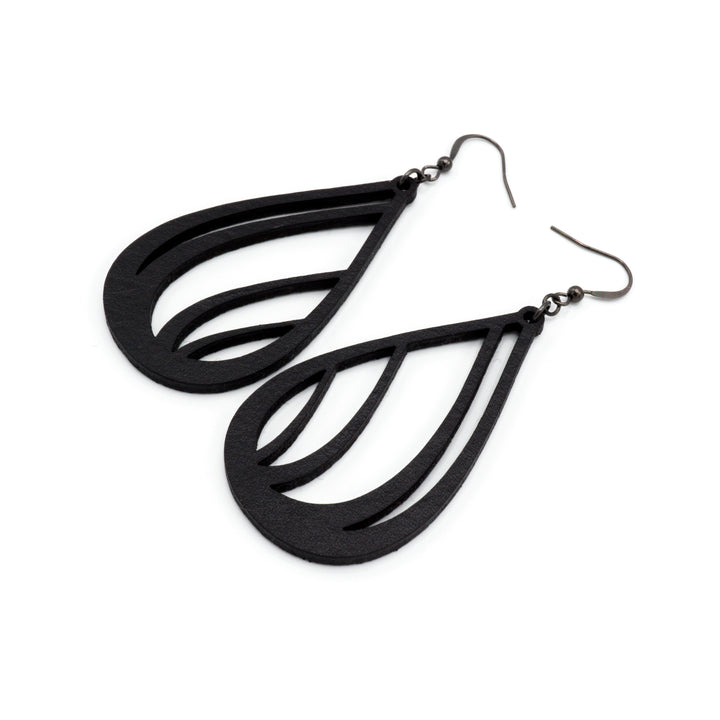 Drop 03 [L] // Leather Earrings - Black - LIGHT RAZOR DESIGN STUDIO
