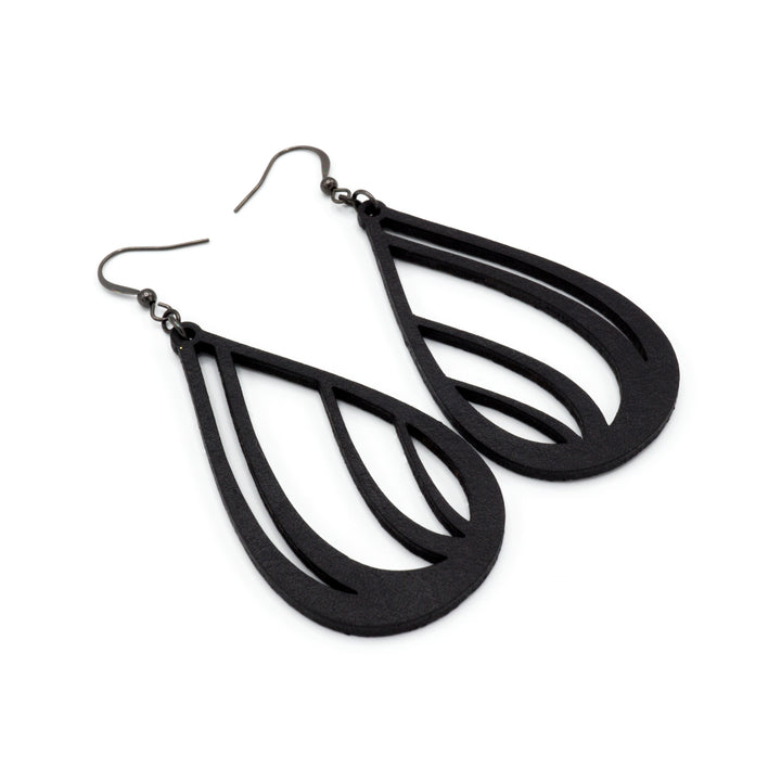 Drop 03 [L] // Leather Earrings - Black - LIGHT RAZOR DESIGN STUDIO