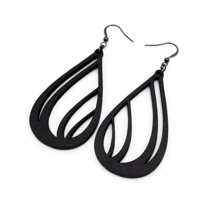 Drop 03 [L] // Leather Earrings - Black - LIGHT RAZOR DESIGN STUDIO