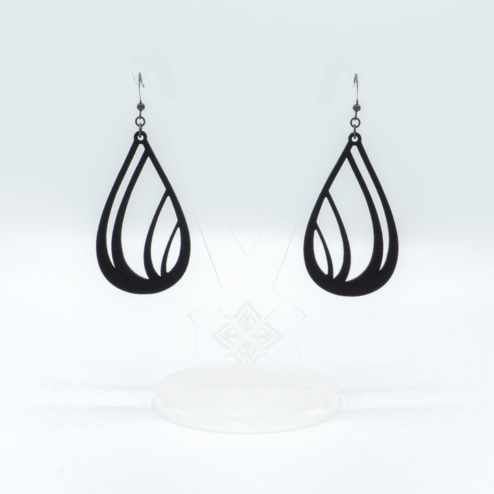 Drop 03 [L] // Leather Earrings - Black - LIGHT RAZOR DESIGN STUDIO