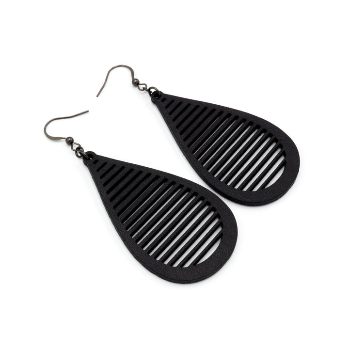 Drop 04 [L] // Leather Earrings - Black - LIGHT RAZOR DESIGN STUDIO