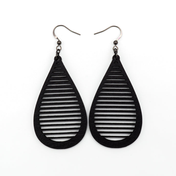 Drop 04 [L] // Leather Earrings - Black - LIGHT RAZOR DESIGN STUDIO