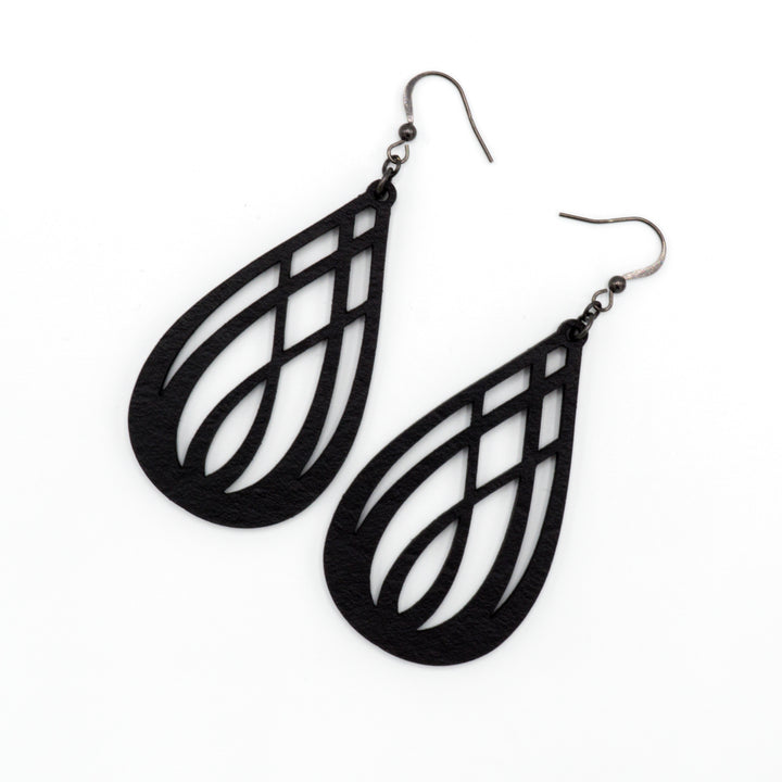 Drop 07 [L] // Leather Earrings - Black - LIGHT RAZOR DESIGN STUDIO