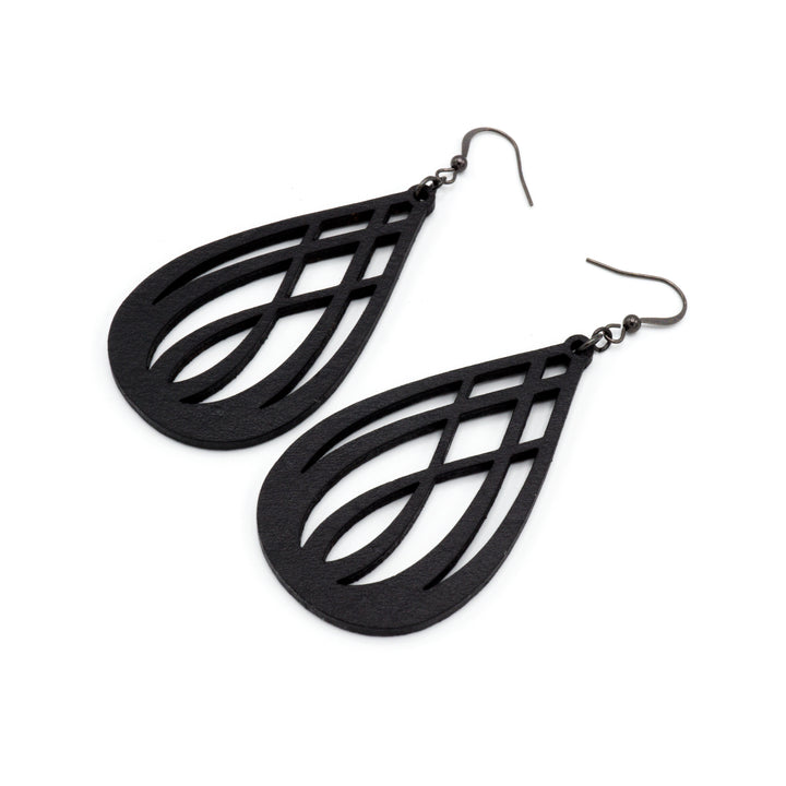 Drop 07 [L] // Leather Earrings - Black - LIGHT RAZOR DESIGN STUDIO