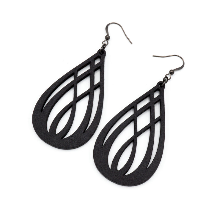 Drop 07 [L] // Leather Earrings - Black - LIGHT RAZOR DESIGN STUDIO