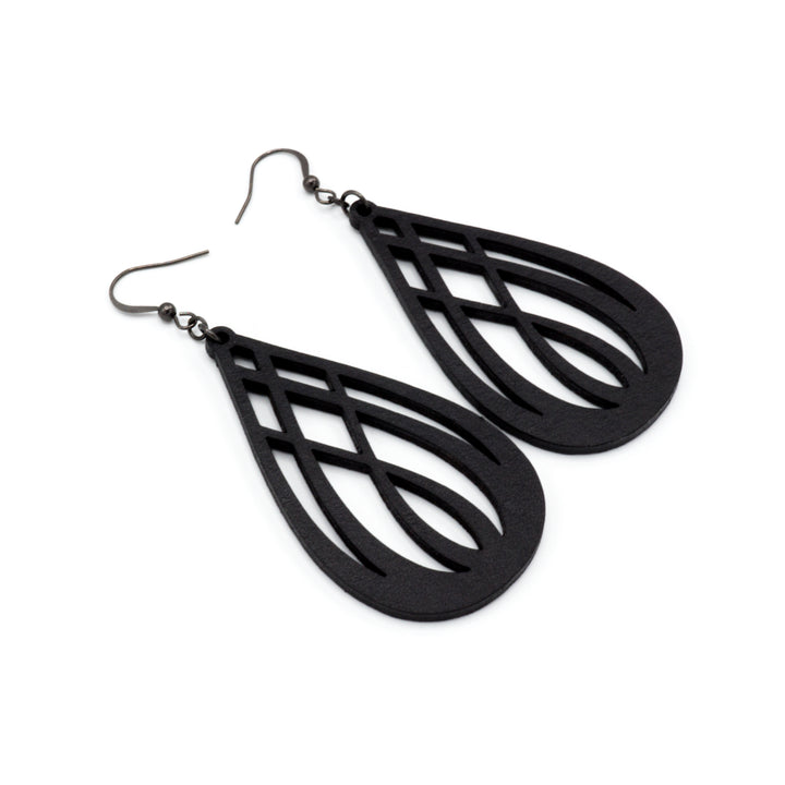 Drop 07 [L] // Leather Earrings - Black - LIGHT RAZOR DESIGN STUDIO