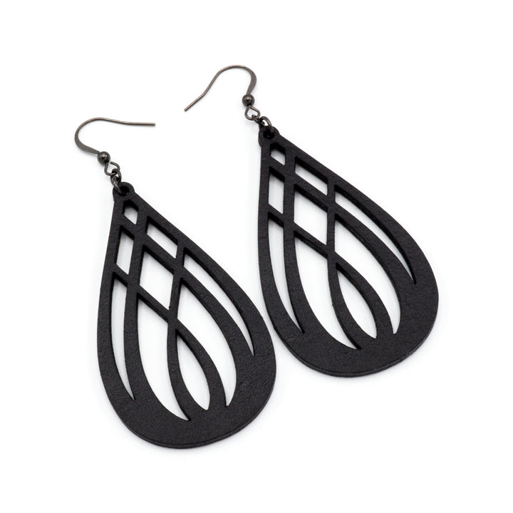 Drop 07 [L] // Leather Earrings - Black - LIGHT RAZOR DESIGN STUDIO