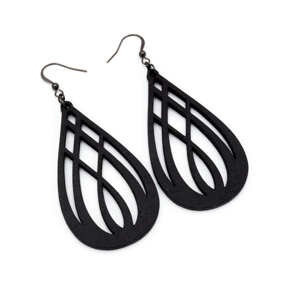Drop 07 [L] // Leather Earrings - Black - LIGHT RAZOR DESIGN STUDIO