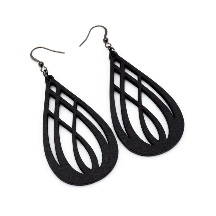 Drop 07 [L] // Leather Earrings - Black - LIGHT RAZOR DESIGN STUDIO