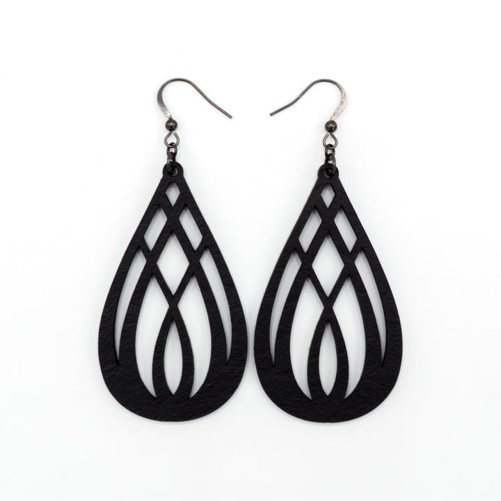 Drop 07 [L] // Leather Earrings - Black - LIGHT RAZOR DESIGN STUDIO