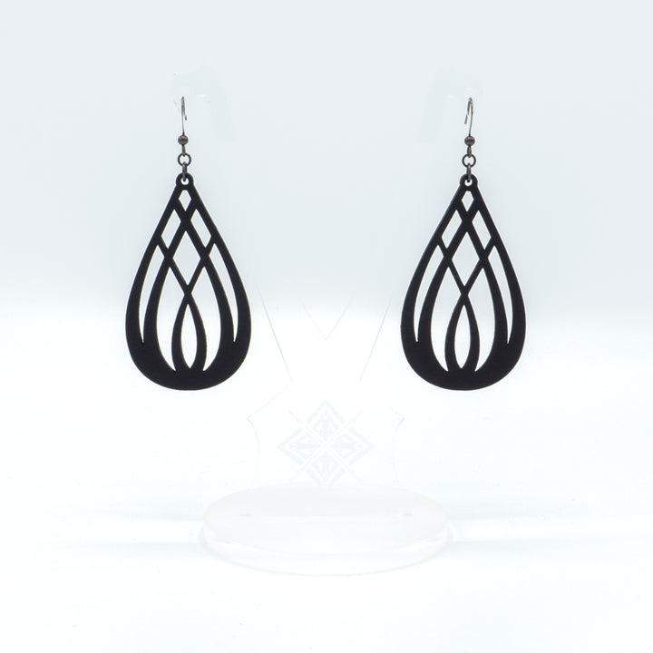 Drop 07 [L] // Leather Earrings - Black - LIGHT RAZOR DESIGN STUDIO