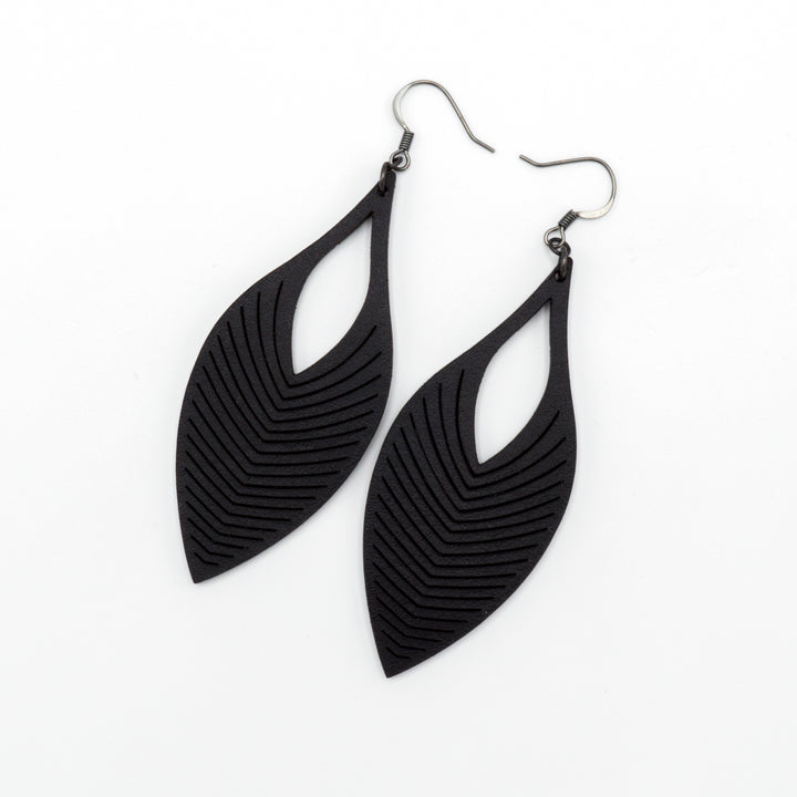 Terrabyte v.13 // Leather Earrings - Black - LIGHT RAZOR DESIGN STUDIO