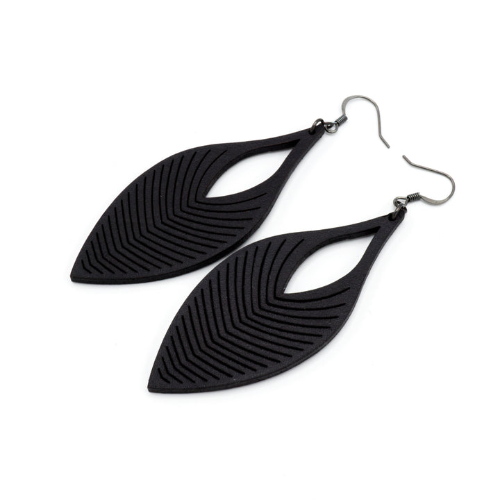 Terrabyte v.13 // Leather Earrings - Black - LIGHT RAZOR DESIGN STUDIO