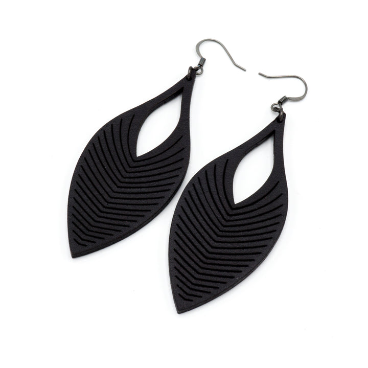 Terrabyte v.13 // Leather Earrings - Black - LIGHT RAZOR DESIGN STUDIO