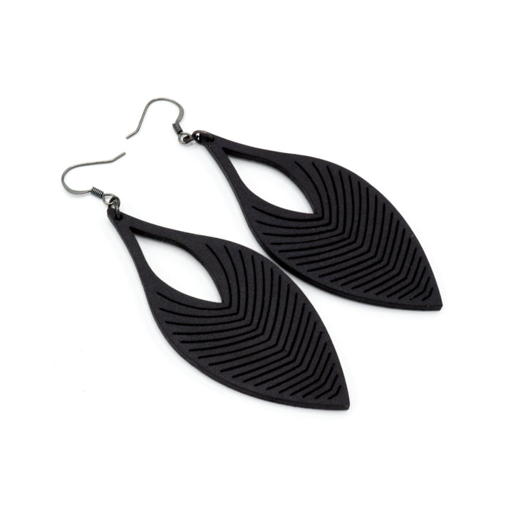 Terrabyte v.13 // Leather Earrings - Black - LIGHT RAZOR DESIGN STUDIO