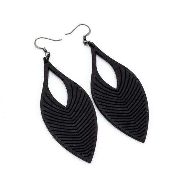 Terrabyte v.13 // Leather Earrings - Black - LIGHT RAZOR DESIGN STUDIO