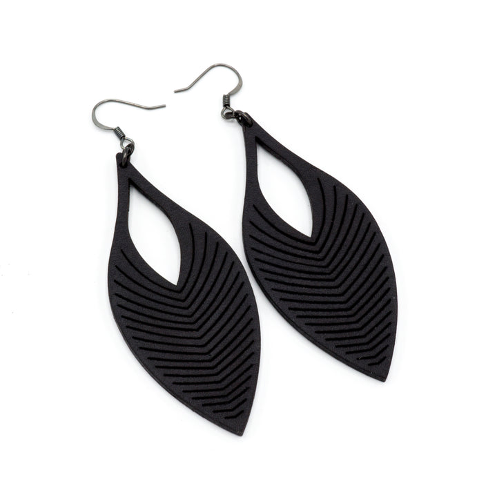 Terrabyte v.13 // Leather Earrings - Black - LIGHT RAZOR DESIGN STUDIO
