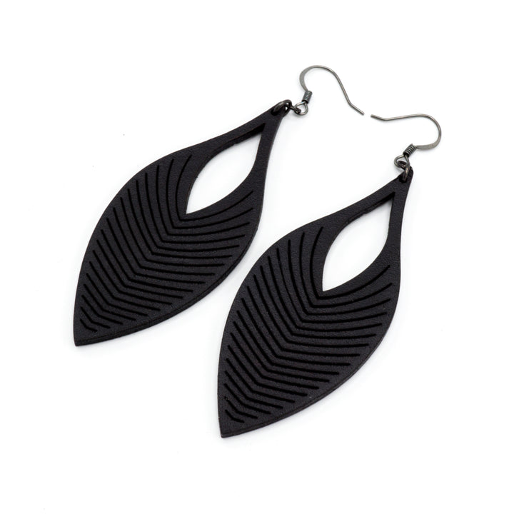 Terrabyte v.13 // Leather Earrings - Black - LIGHT RAZOR DESIGN STUDIO