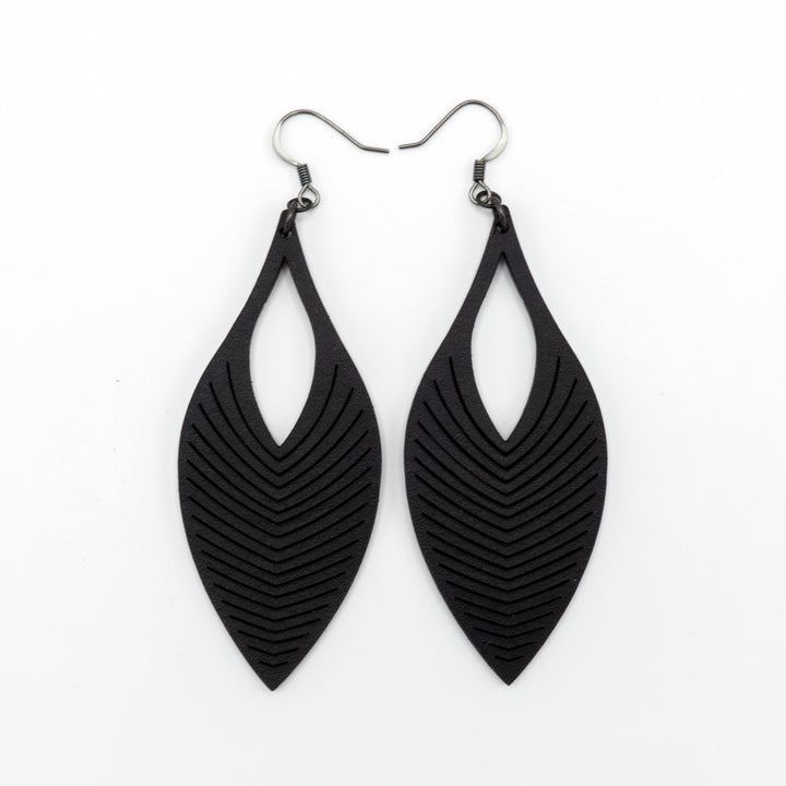 Terrabyte v.13 // Leather Earrings - Black - LIGHT RAZOR DESIGN STUDIO