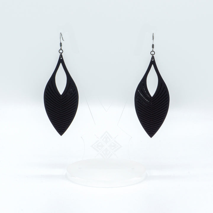 Terrabyte v.13 // Leather Earrings - Black - LIGHT RAZOR DESIGN STUDIO