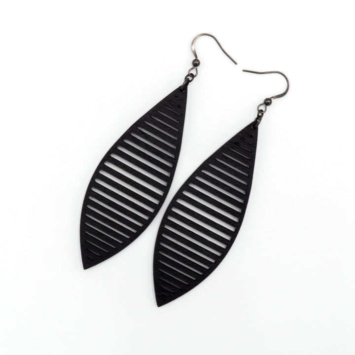 Terrabyte v.11_2 // Leather Earrings - Black - LIGHT RAZOR DESIGN STUDIO