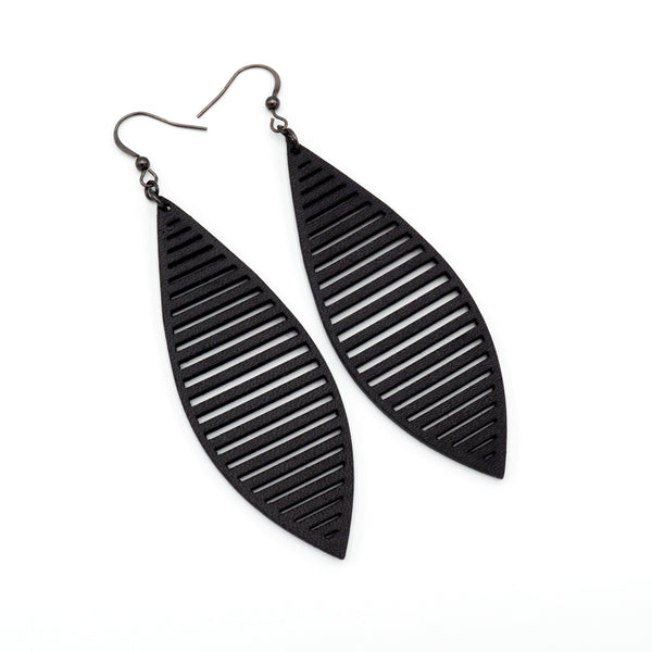 Terrabyte v.11_2 // Leather Earrings - Black - LIGHT RAZOR DESIGN STUDIO