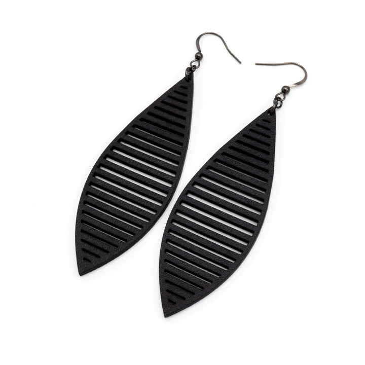 Terrabyte v.11_2 // Leather Earrings - Black - LIGHT RAZOR DESIGN STUDIO