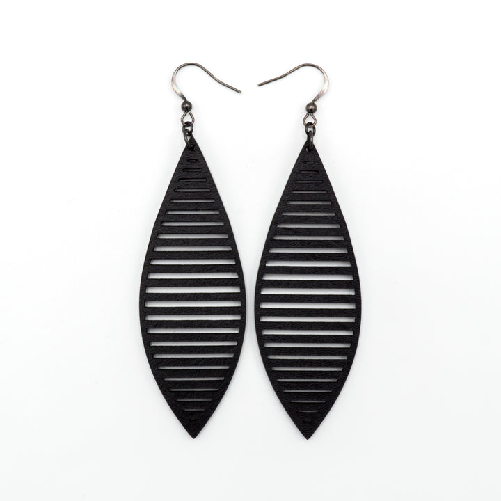 Terrabyte v.11_2 // Leather Earrings - Black - LIGHT RAZOR DESIGN STUDIO
