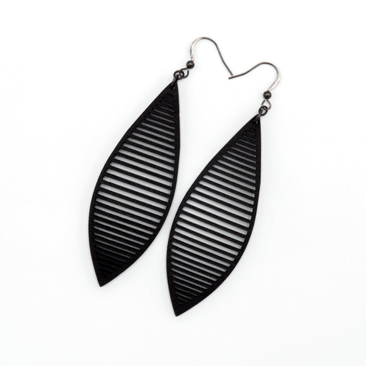 Terrabyte v.11_3 // Leather Earrings - Black - LIGHT RAZOR DESIGN STUDIO
