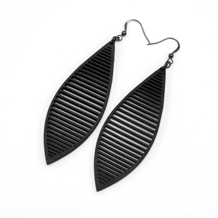 Terrabyte v.11_3 // Leather Earrings - Black - LIGHT RAZOR DESIGN STUDIO