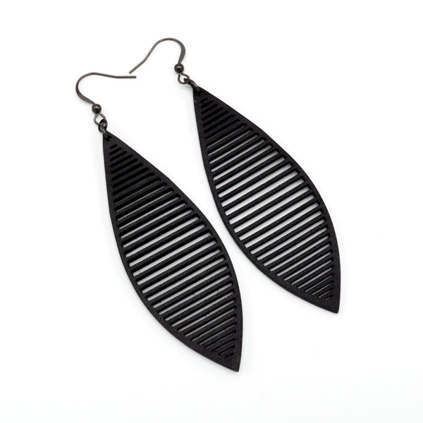 Terrabyte v.11_3 // Leather Earrings - Black - LIGHT RAZOR DESIGN STUDIO