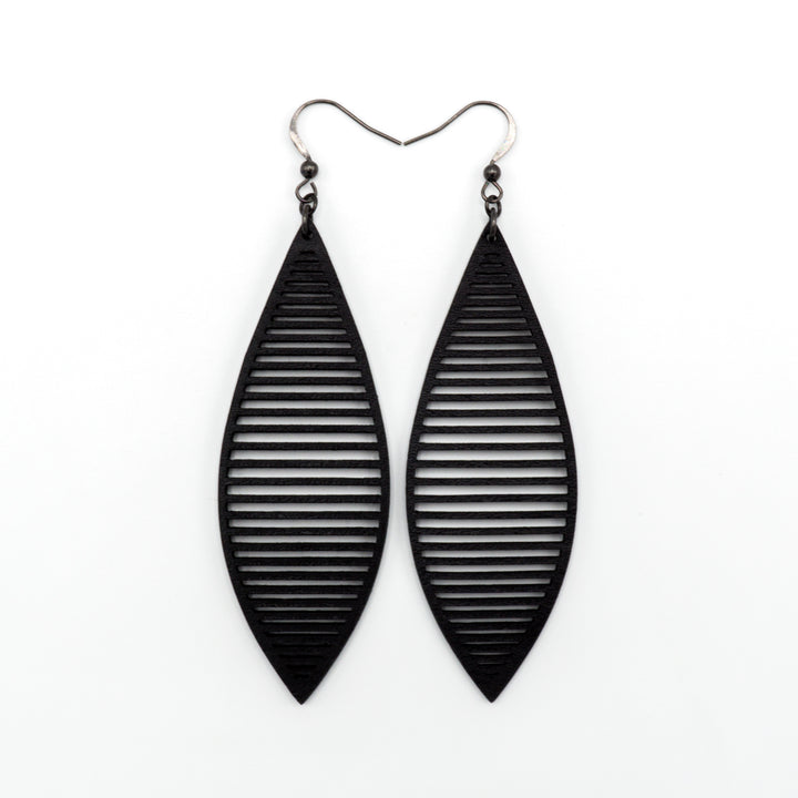 Terrabyte v.11_3 // Leather Earrings - Black - LIGHT RAZOR DESIGN STUDIO
