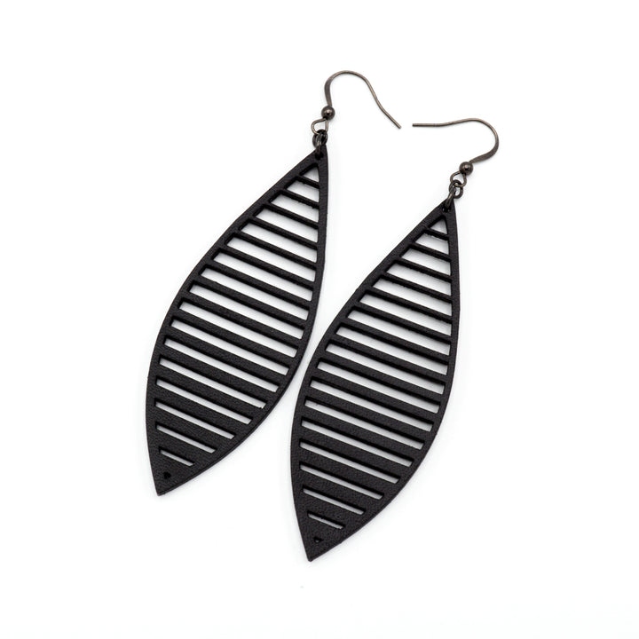 Terrabyte v.11_4 // Leather Earrings - Black - LIGHT RAZOR DESIGN STUDIO