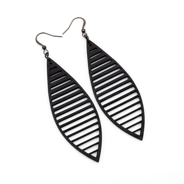 Terrabyte v.11_5 // Leather Earrings - Black - LIGHT RAZOR DESIGN STUDIO