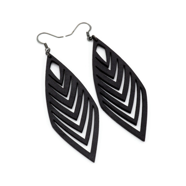 Terrabyte v.18 // Leather Earrings - Black - LIGHT RAZOR DESIGN STUDIO